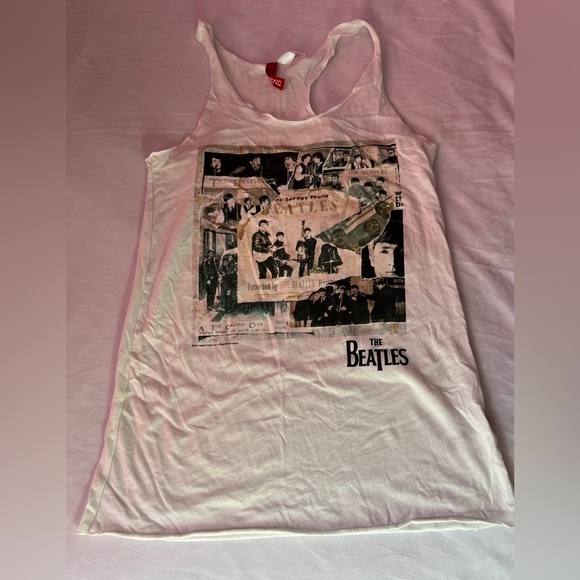 S Womens The Beatles 60’s Theme Tank Tops H&M Cotton Spring Summer Shirt Small - Picture 1 of 7